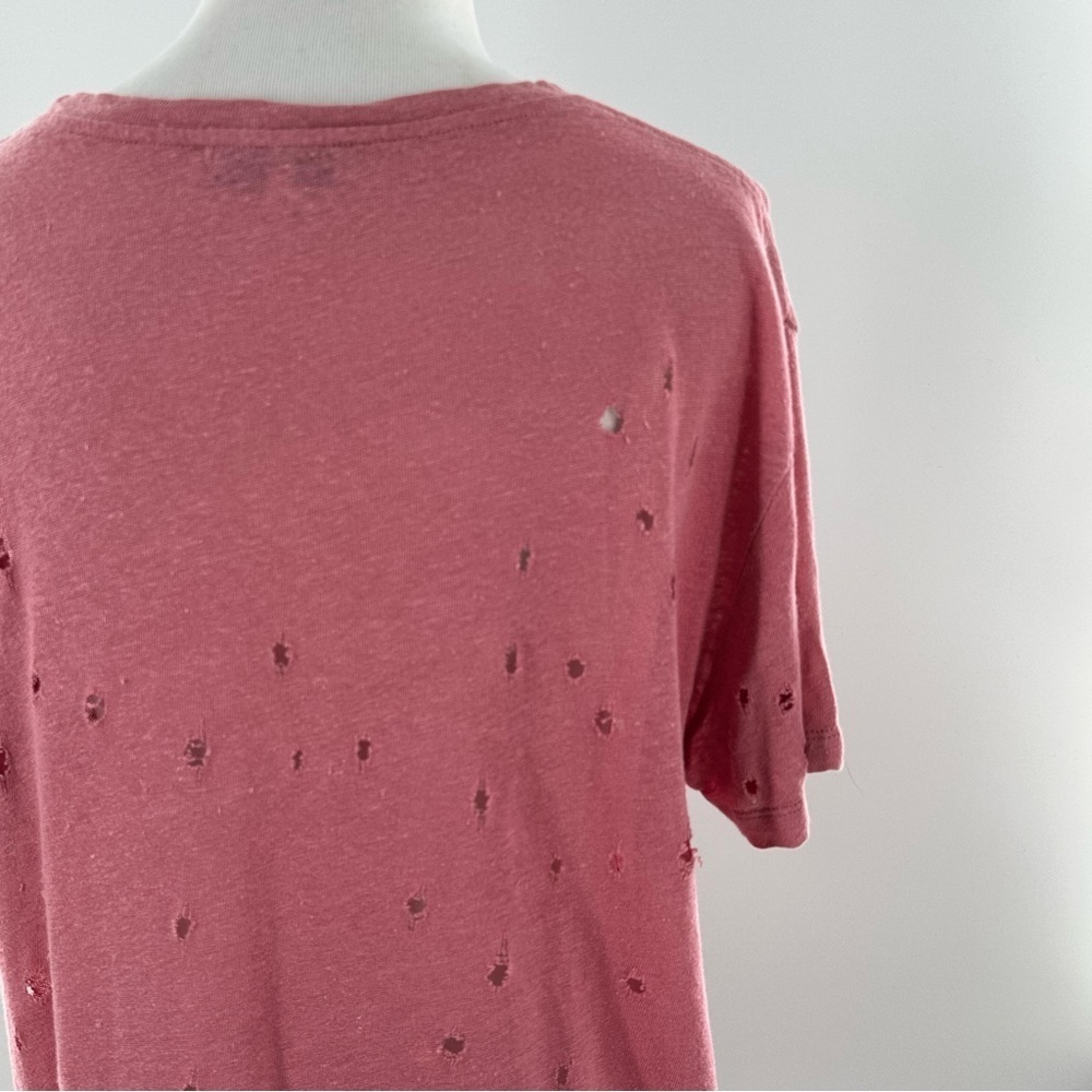 IRO womens T-shirt size M pink mauve distressed lightweight 100% linen - Picture 8 of 15